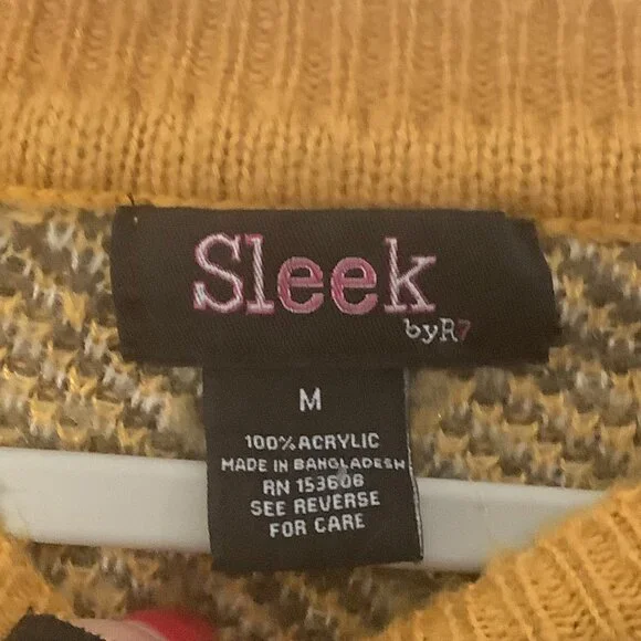 Sleek by R7‎ Leopard Animal Print Striped Sweater Women Medium Knit - Picture 3 of 6